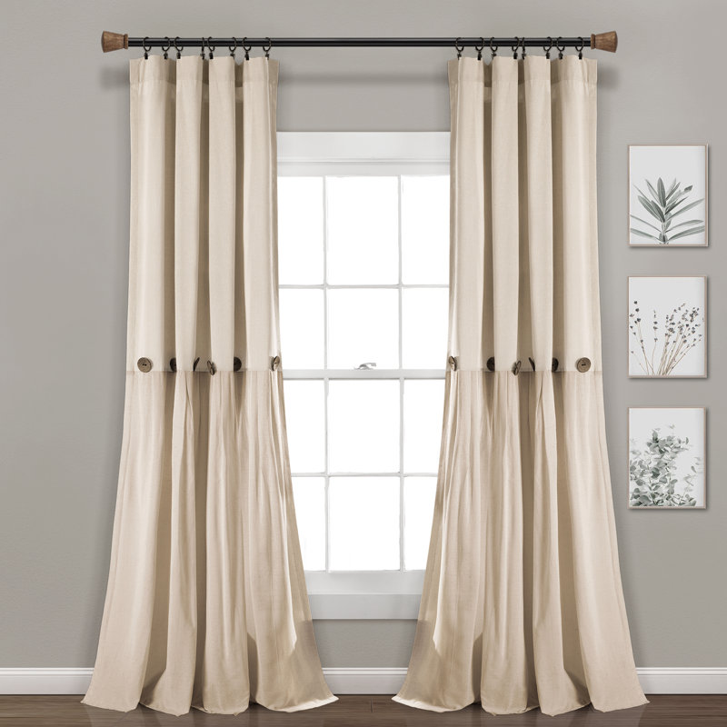 Cotton Blend Semi-Sheer Rod Pocket Curtain Panels Curtain Color: Dark Linen