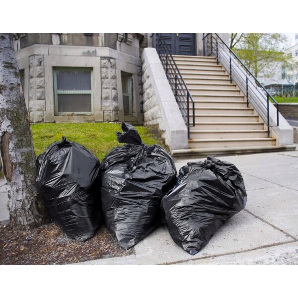 55 Gallon LDPE Heavy Duty Black Drum Liner Trash Outdoor & Yard Bags Ties