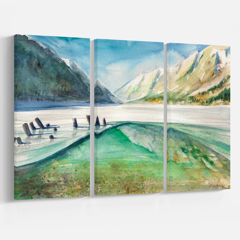East Urban Home Lake And Mountains Reflecting Water Oil Painting