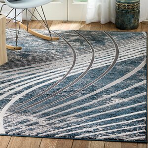 Ross Glamour Wave Blue /Gray Area Rug