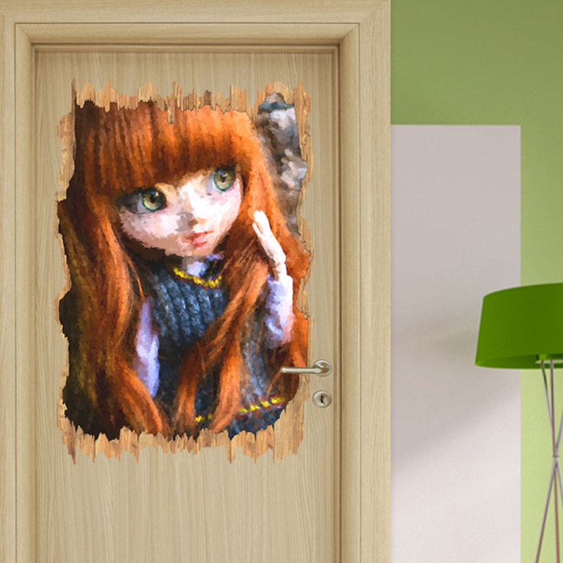East Urban Home Wandtattoo Schöne Pullip mit großen grünen ...