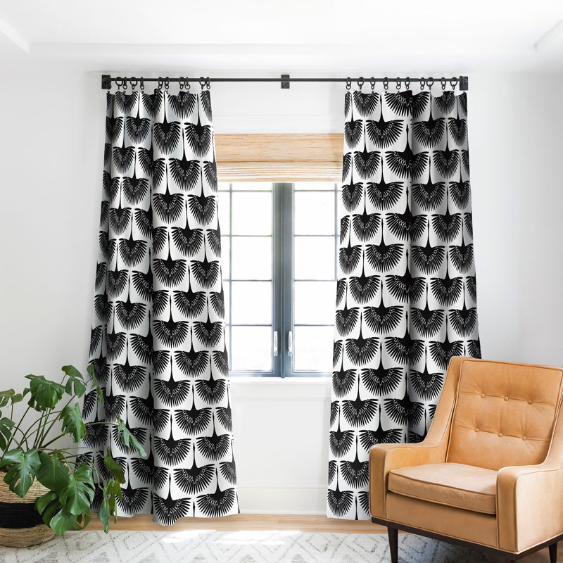 East Urban Home Caroline Okun Majestic Crane Blackout Pinch Pleat