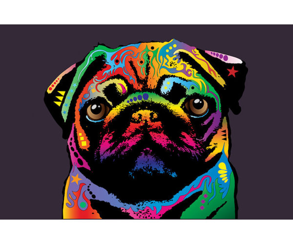 East Urban Home Rainbow Pug On Plum Gray Graphic Art On Wrapped