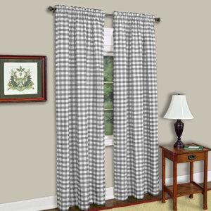 Buffalo Check Plaid Semi-Sheer Rod Pocket Single Curtain Panel