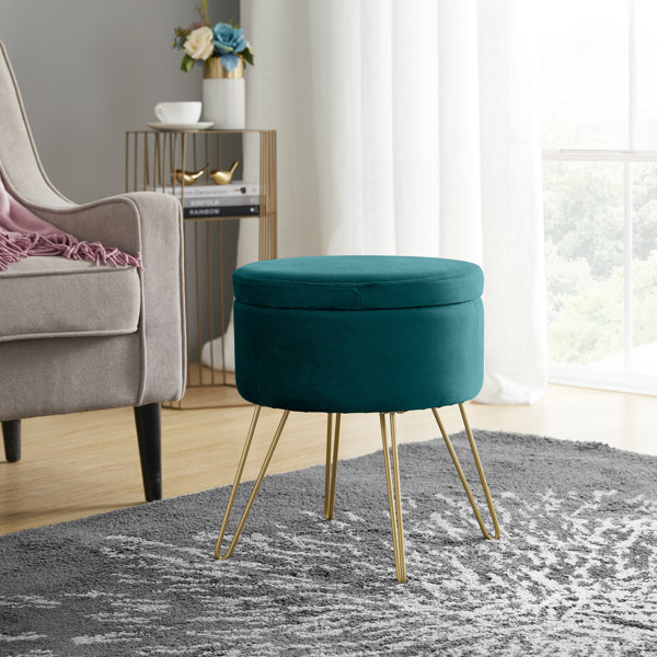 Aurora Velvet Grey Ottoman Storage Box Pouffe Seat Stool Footstool Storage Bench 