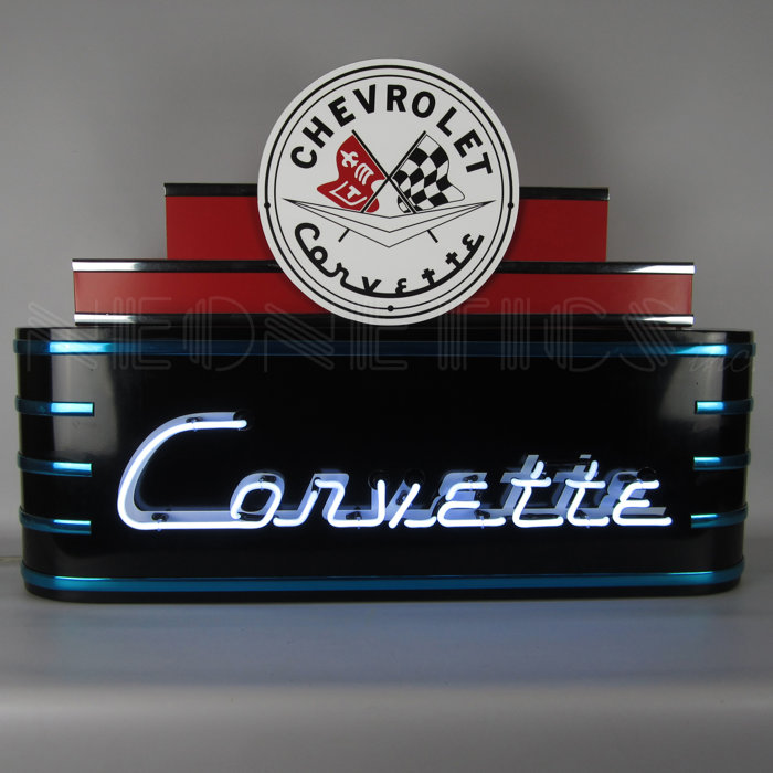 Neon Corvette C7 Junior Chevrolet Car Dealer Banner Neon Light