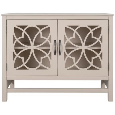 Wood Accent Sideboard Storage Cabinet With Doors And Adjustable Shelf For Entryway Kitchen Dining Room