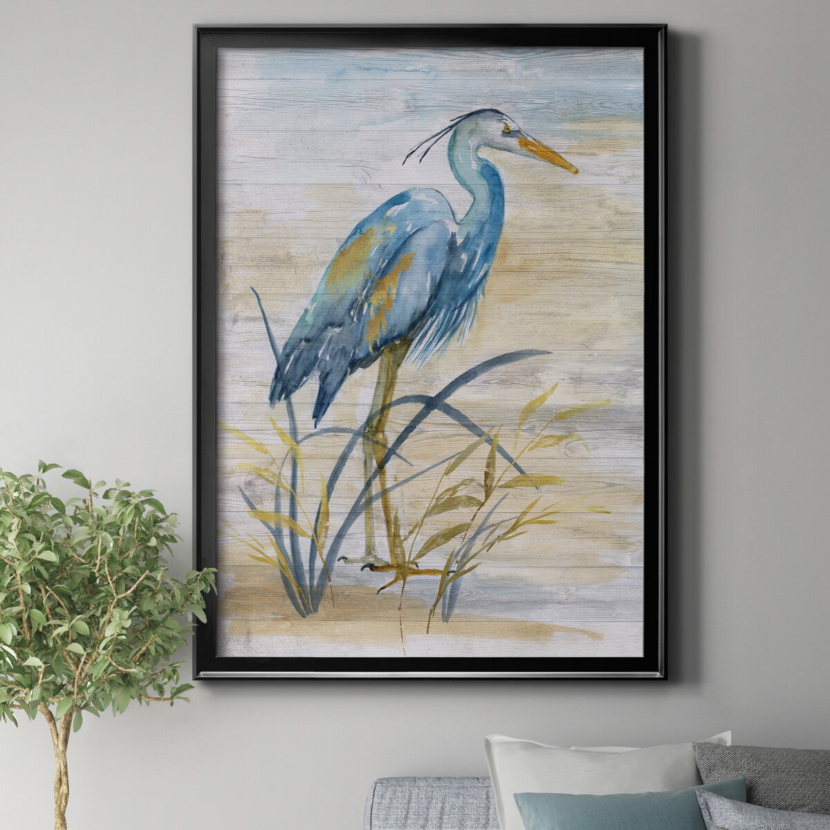 Beachcrest Home Blue Heron I by J Paul - Picture Frame Painting on ...