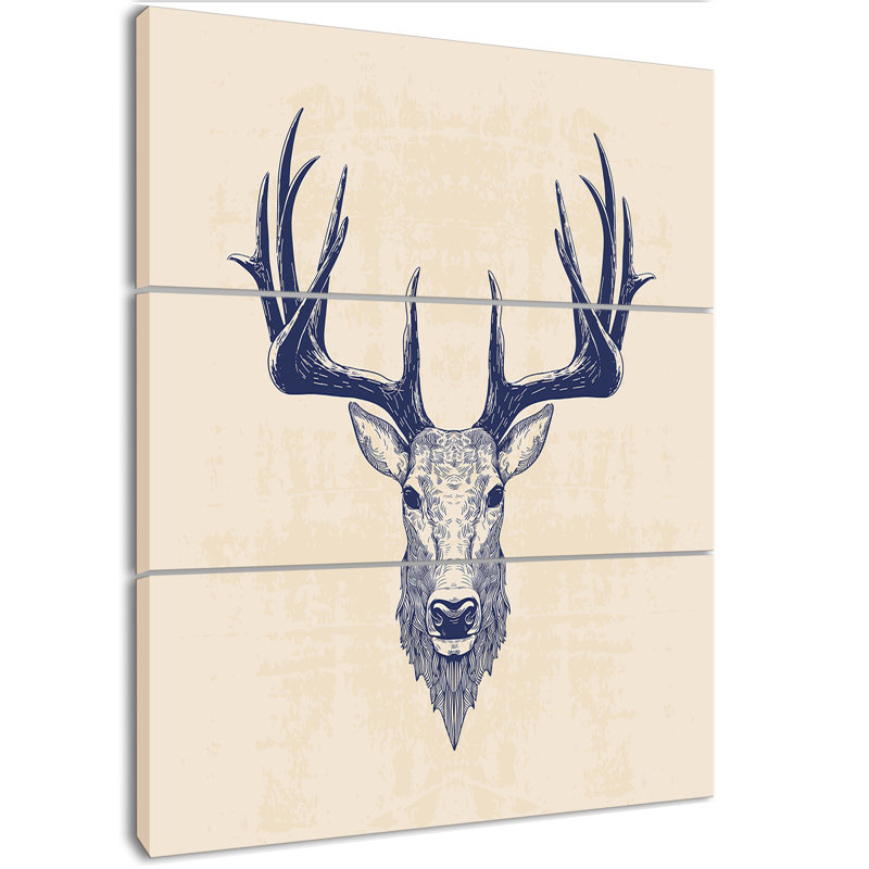 East Urban Home Deer Head Portrait Oil Painting Print Multi