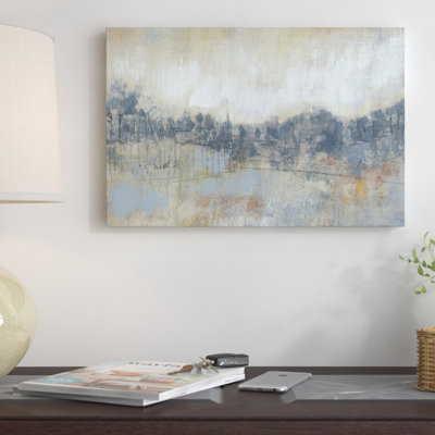 'Cool Gray Horizon I' by Jennifer Goldberger - Wrapped Canvas Painting Print