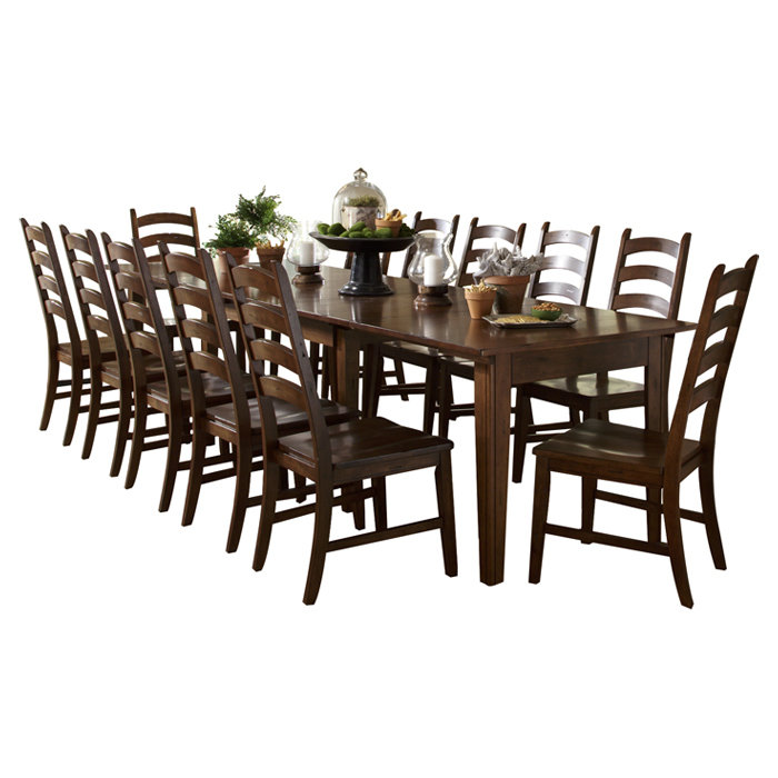 Beachcrest Home Iker 13 Piece Extendable Solid Wood Dining Set Reviews Wayfair