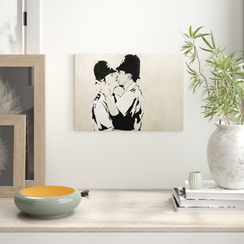 Big Box Art Banksy Kissing Police Policeman Graffiti Wall Art