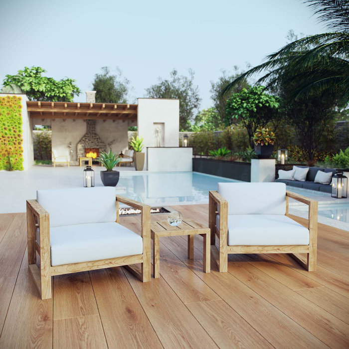 Bartz 3 Piece Teak Sofa Set With Cushions Bartz 3 Piece Teak Sofa Set With Cushions
