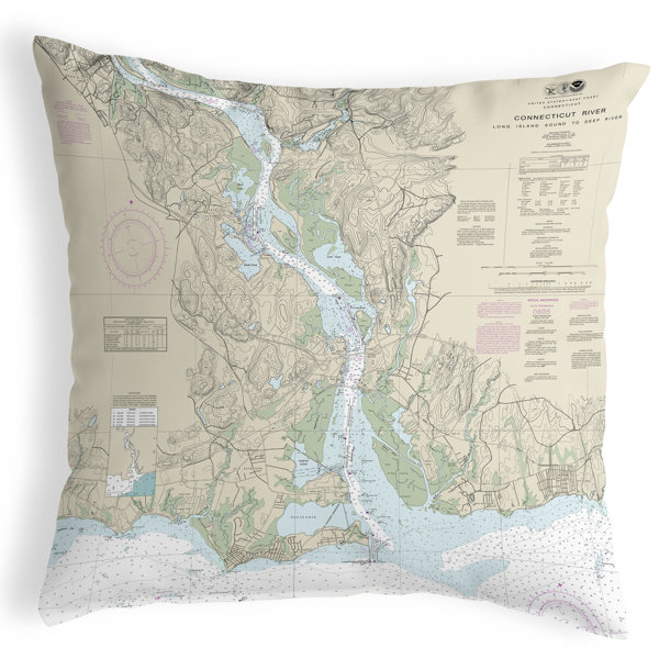 Highland Dunes Radstock Connecticut River Ct Nautical Map Indoor Outdoor Lumbar Pillow Wayfair