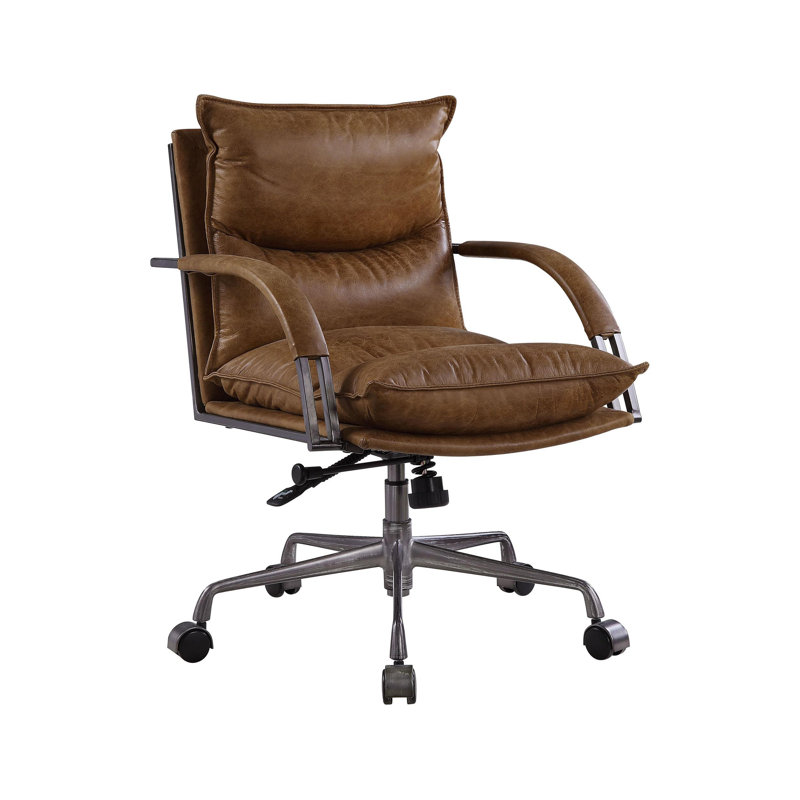 Benjara Swivel Leatherette Tufted Office Chair With Metal ...