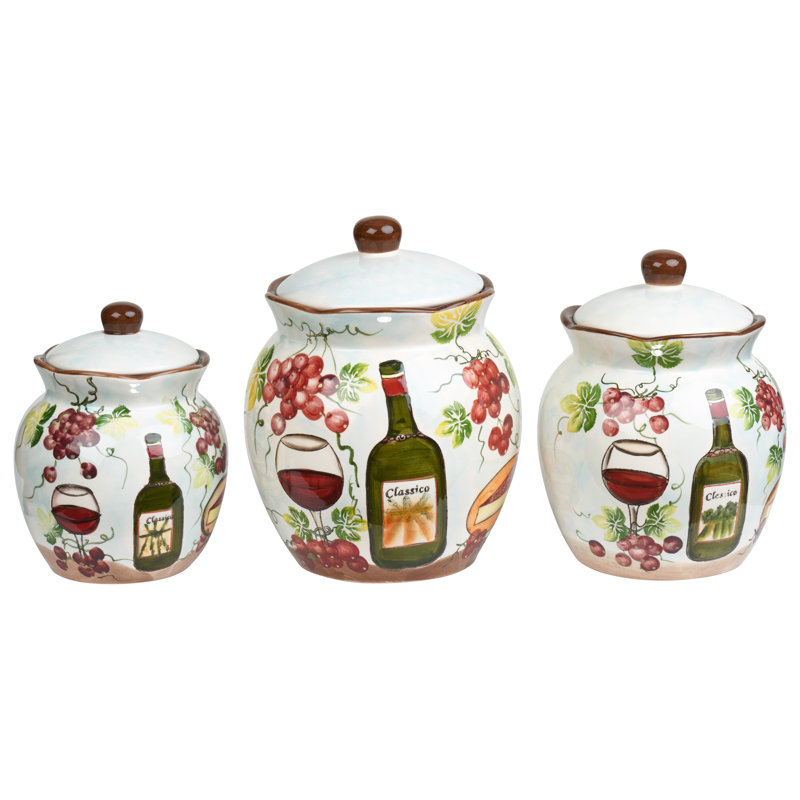 Lorren Home Trends Grape Ceramic Deluxe 3 Piece Kitchen ...