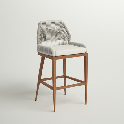 Lesley Metal Frame Patio Bar Stool with Cushion