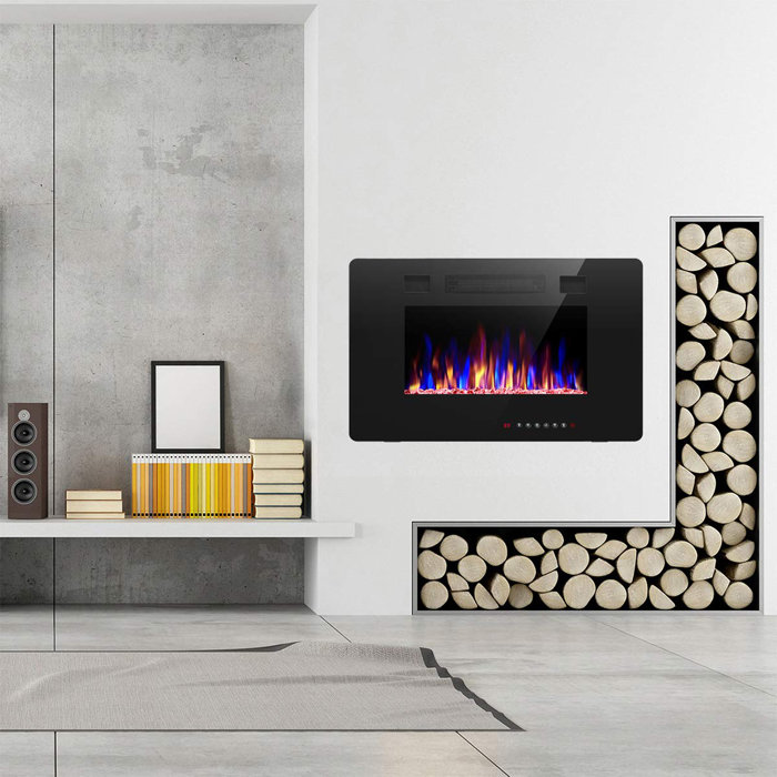 Ebern Designs 30 Inch Recessed And Wall Mounted Electric Fireplace