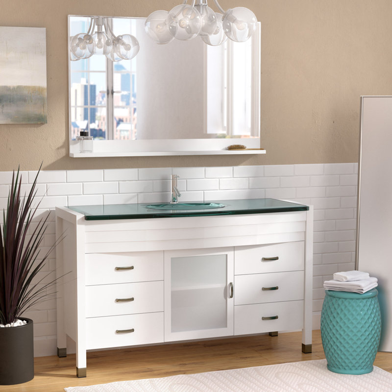 Brayden Studio Frausto 55 Single Bathroom Vanity Set With Clear