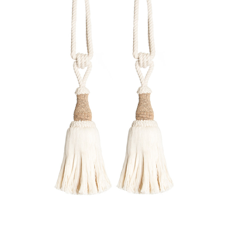 Found Object Cotton Beaded Tassel Curtain Tieback Wayfair
