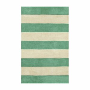 Beach Teal/Ivory Boardwalk Stripes Area Rug