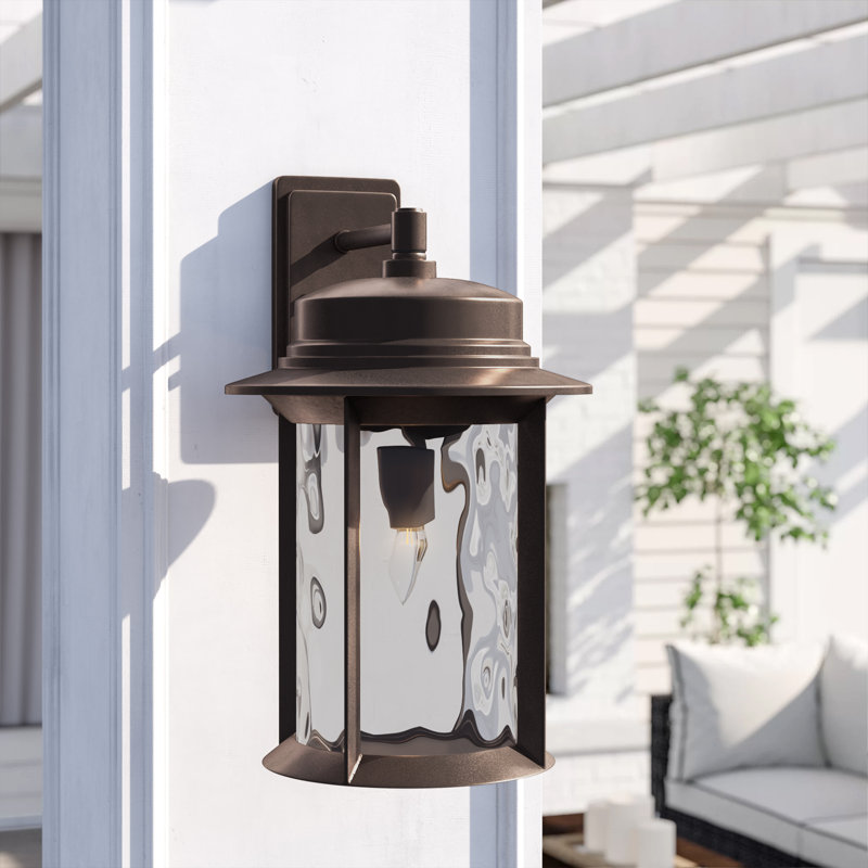 Three Posts Osmond 1 Light Glass Shade Outdoor Wall Lantern Wayfair