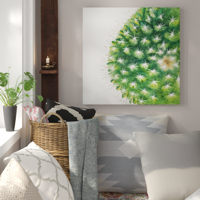 Bungalow Rose Mini Cactus Oil Painting Print On Wrapped Canvas