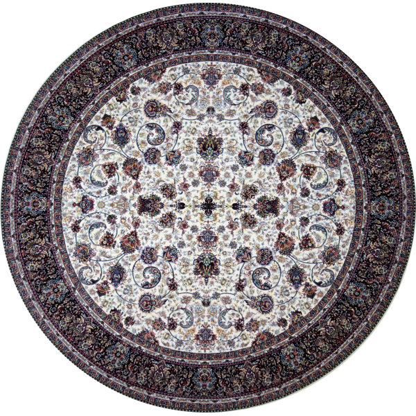 Astoria Grand Donahue Hand Look Persian Wool Ivory Blue Black Area Rug Wayfair