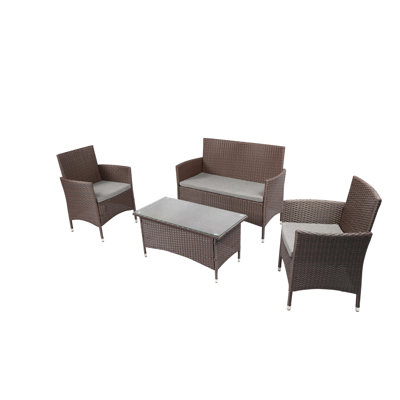 4 Piece Sofa Set With Cushions Baner Garden Color Chocolate