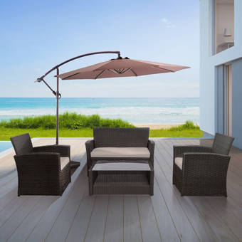 Latitude Run Bassey 4 Piece Rattan Sofa Seating Group With Cushions Wayfair