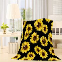 Passionate Cute Sunflower Printed Throw Blanket Super Soft Warm Microfiber Blanket for Bed Couch Sofa Lightweight Travelling Camping Size for Adult and Kids-50x60 in 