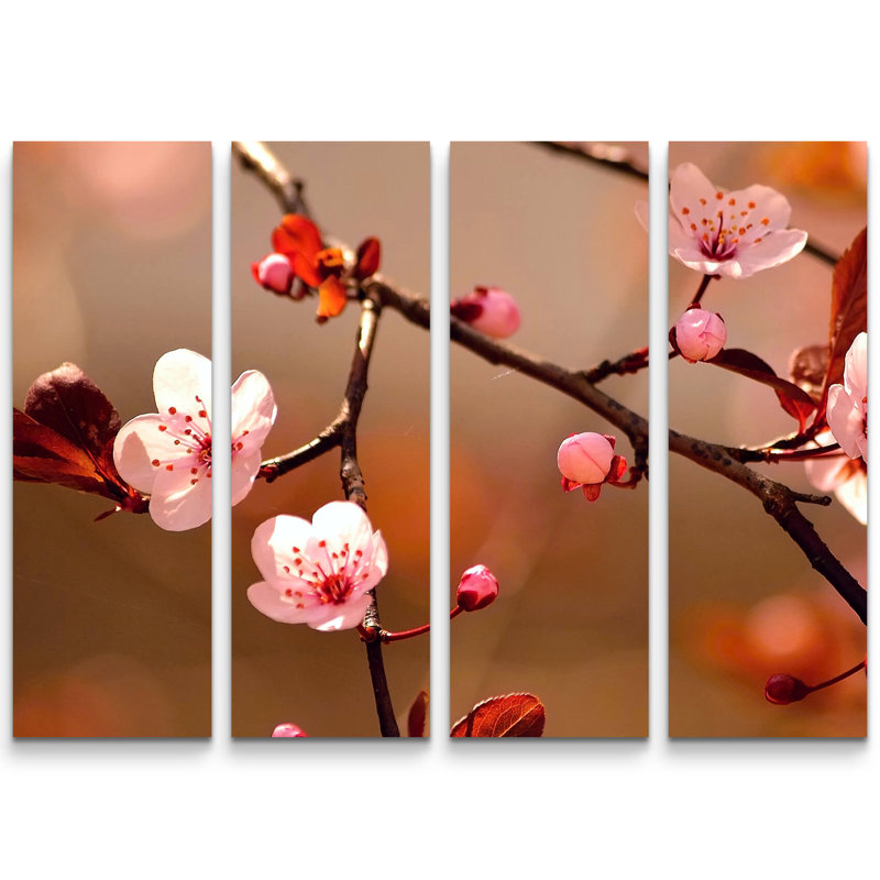 East Urban Home 4-tlg. Leinwandbilder-Set Japanische Kirschblüte Sakura