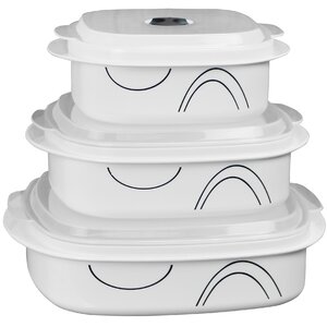 Simple Lines Microwave Cookware 3 Container Food Storage Set