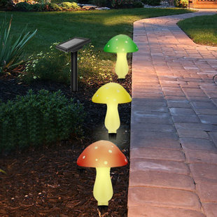 Solar Tea Lights Wayfair Outdoor Garden Mushroom Solar Ed Led Pathway Light