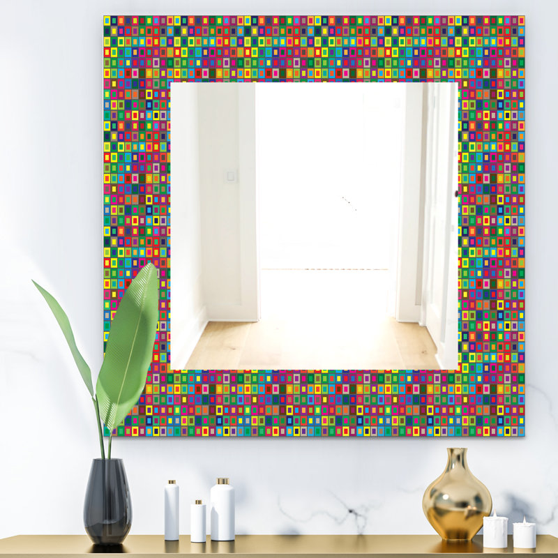 East Urban Home Colors Squares Abstract Modern Wall Mirror Wayfair
