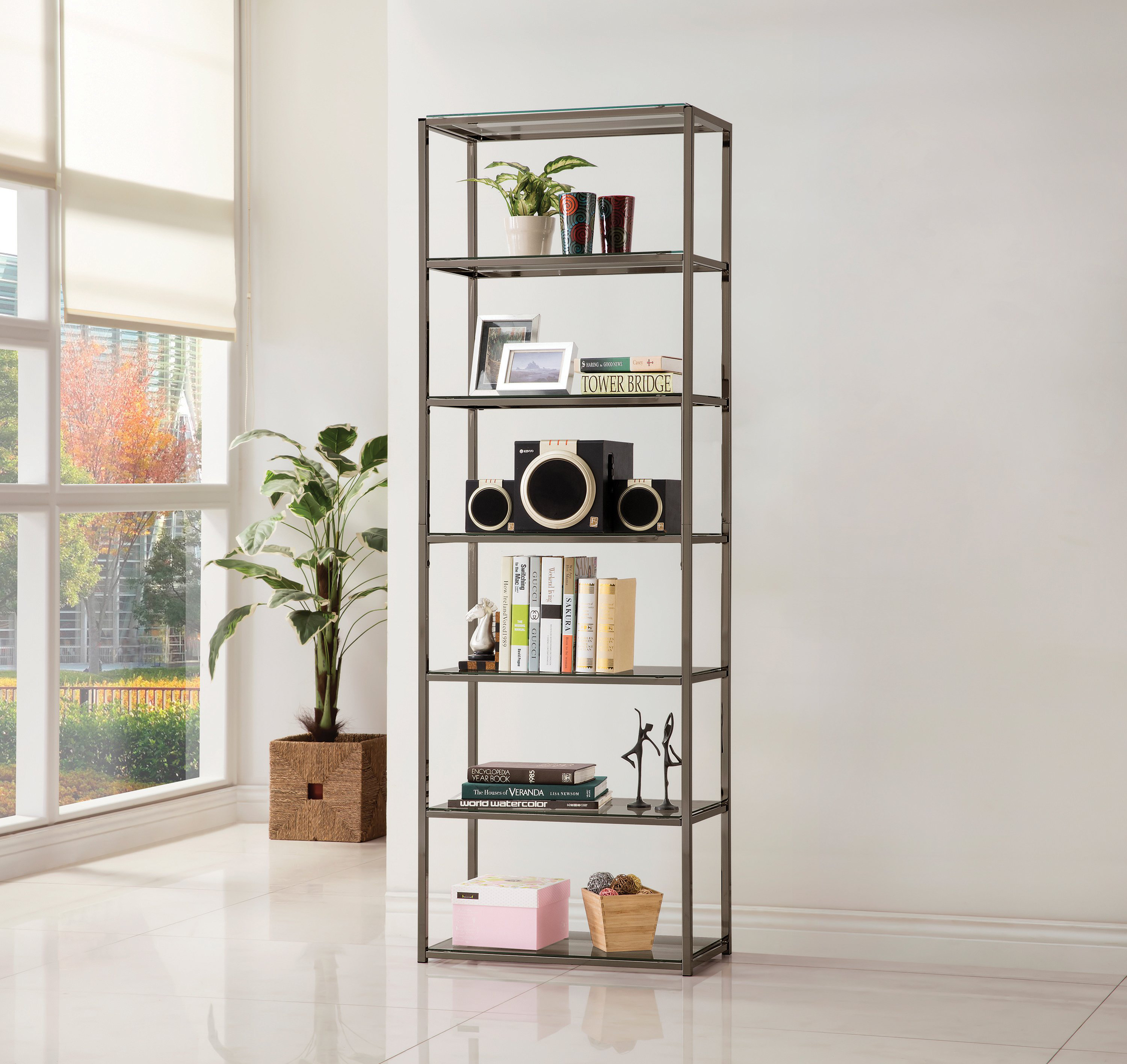 Latitude Run® Germo 77.75'' H x 26'' W Metal Etagere Bookcase | Wayfair
