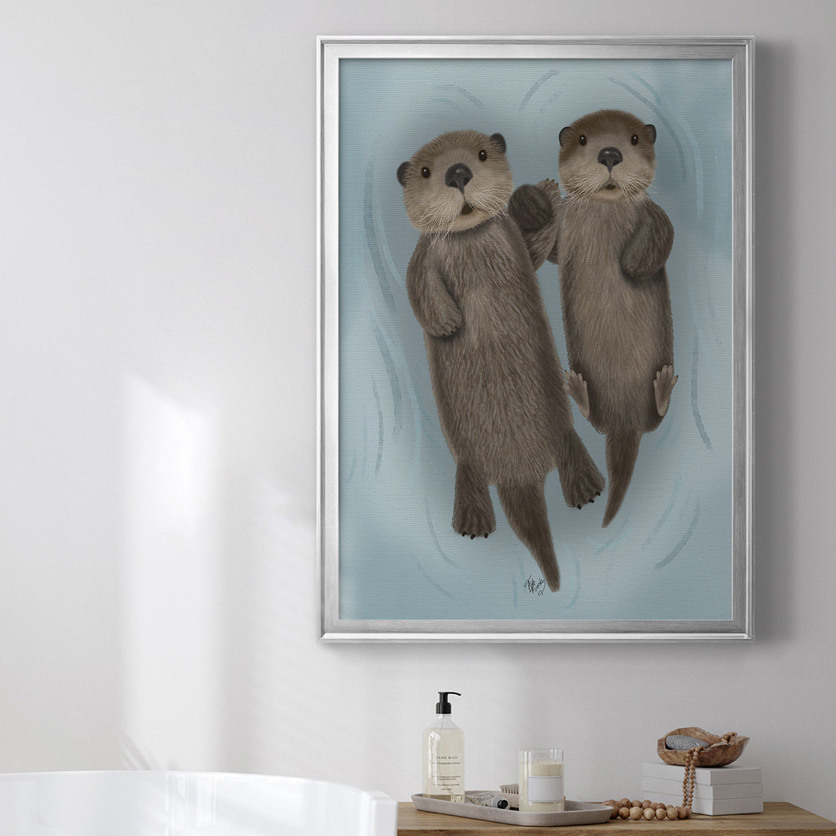 otters holding hands silhouette