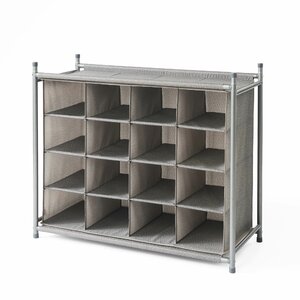 Harmony Twill Cubby 16 Pair Stackable Shoe Rack
