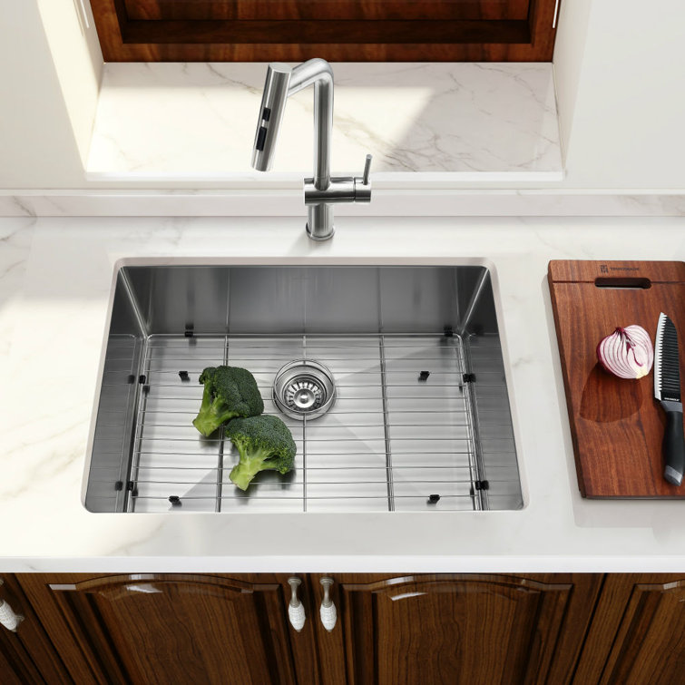 Trustmade 27-Inch Undermount 16 Gauge R10 Radius Stainless Steel Kitchen Sink Single Bowl - 100% Handmade Kitchen Sink Bowl, 27