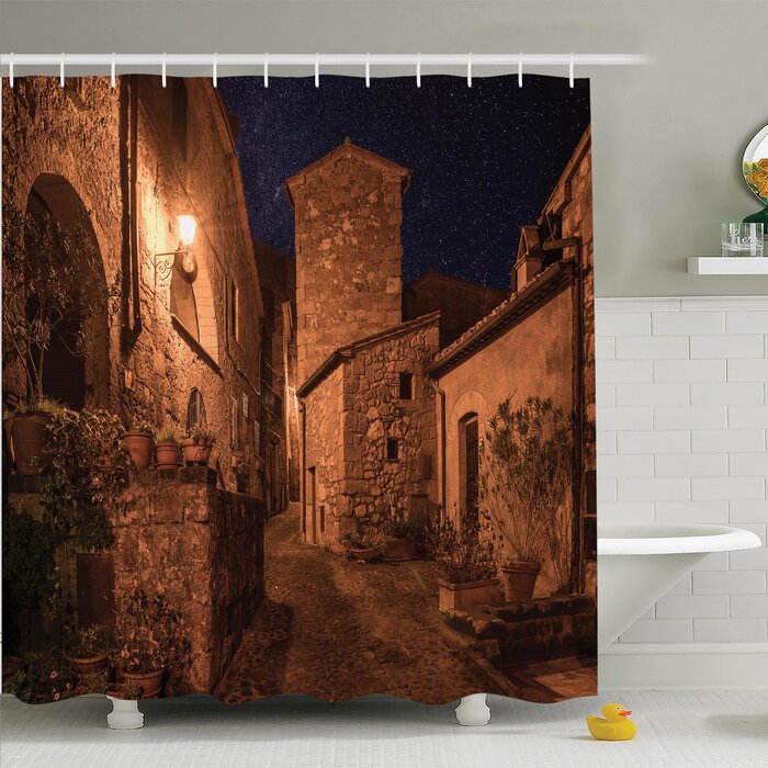 Rustic Medieval Town Street Shower Curtain Set
