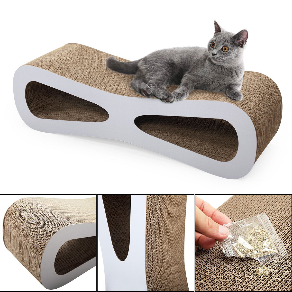 Corrugated Cardboard Cat Scratching Bed Mat Sofa Lounge Pad Scratcher Toy Catnip 