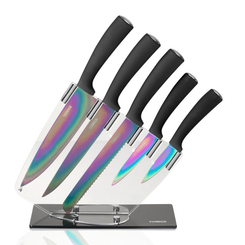 Tower 5 Piece Titanium Coated Blades Knife Block Set Reviews