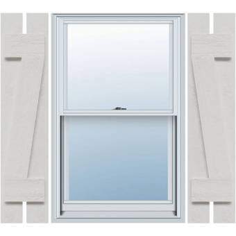 Ekena Millwork EB0110500X029750CWH Exterior Composite Wood Three Board Two Batten Board-n-Batten Shutters with Installation Brackets 10 1//2W x 29 3//4H 10 1//2W x 29 3//4H Per Pair White
