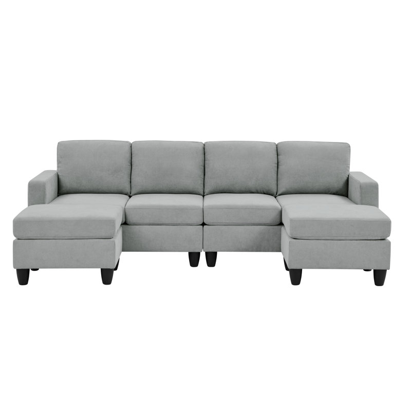  incomplete box 1 only ) 101" Wide Modular Sofa & Chaise with Ottoman Body Fabric: Light Gray