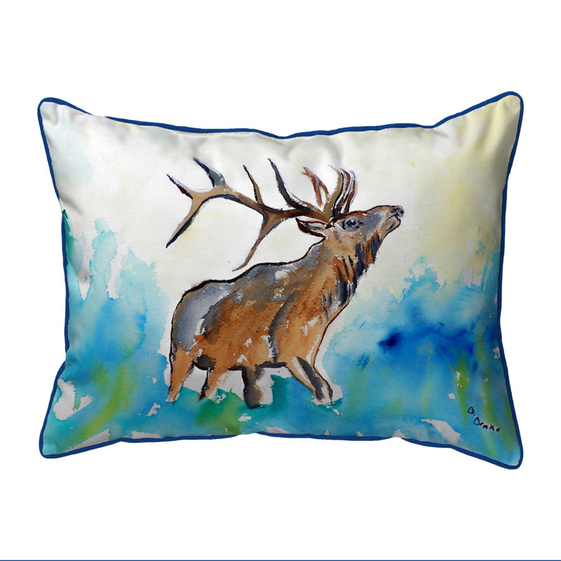 Betsy Drake Interiors Lodge Elk Indoor Outdoor Lumbar Pillow Reviews Wayfair
