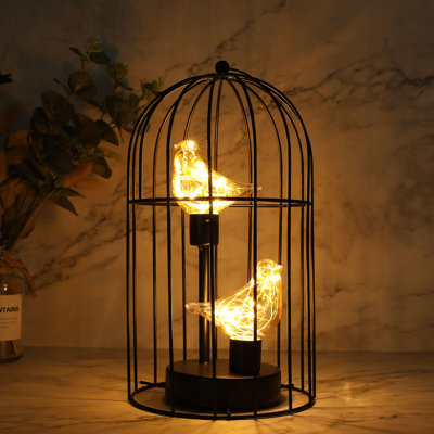 12'' Black Birdcage Decorative Lamp Cordless Accent Light