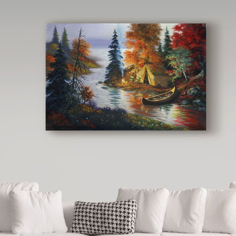 Trademark Art Tent Canoe Vintage Advertisement On Wrapped Canvas