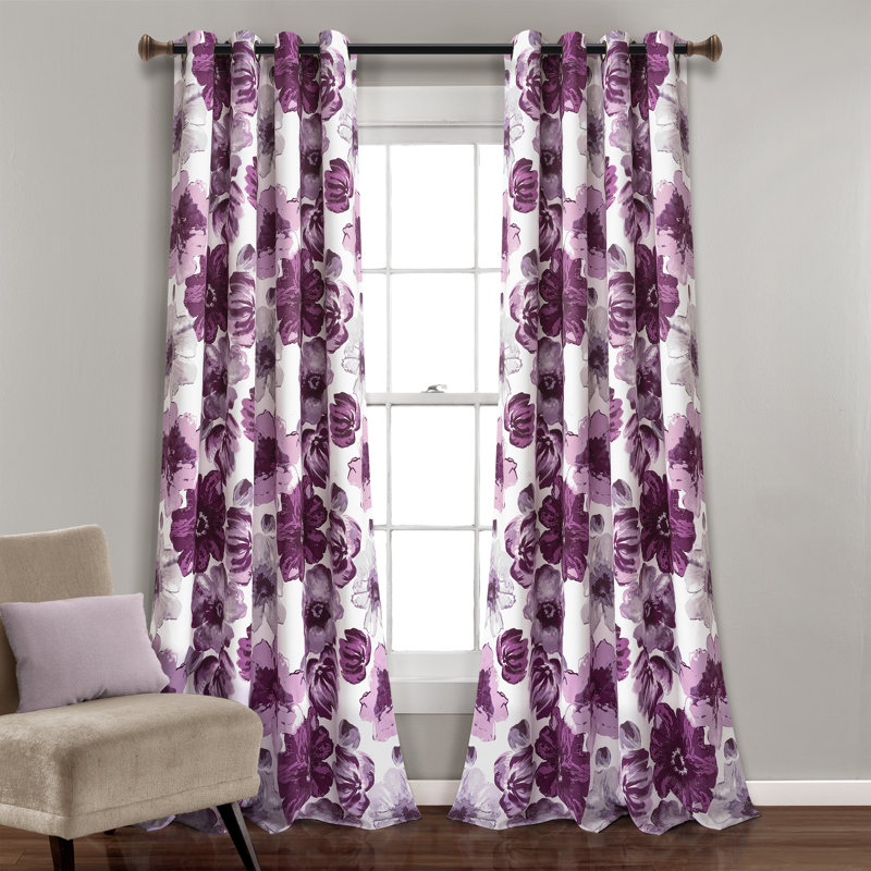 August Grove Sikora Floral Room Darkening Thermal Grommet Curtain Panels Reviews Wayfair