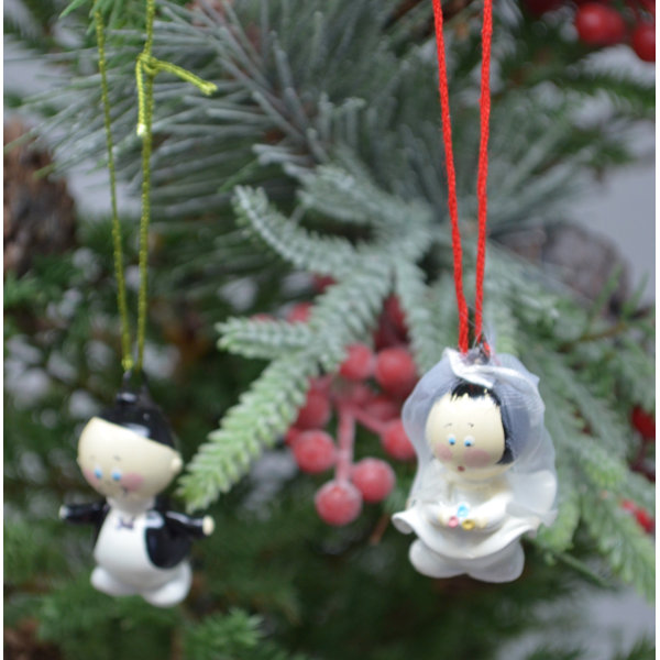 bride and groom ornament set