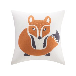 Foxy Embroidered Throw Pillow